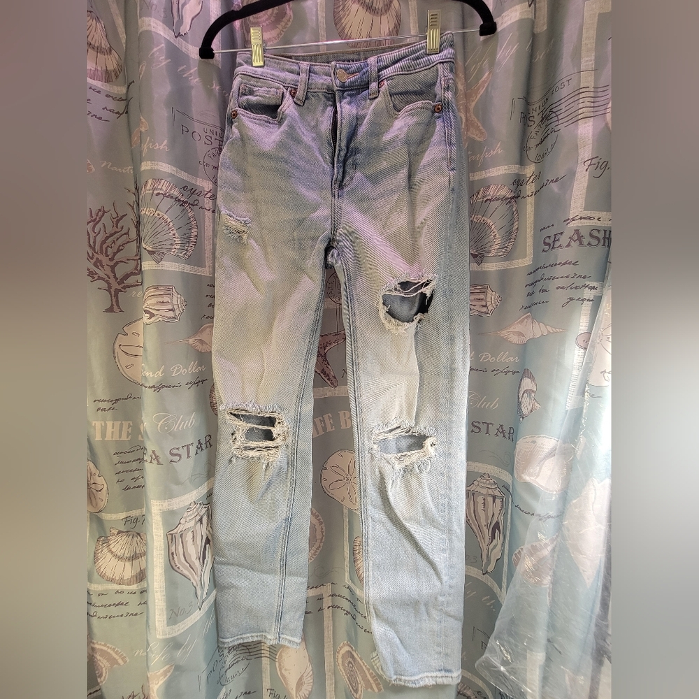 American Eagle Outfitters Light Wash Ripped Boyfriend Jeans